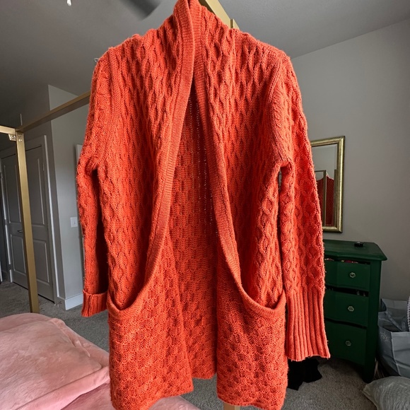 TULLE ORANGE CABLE KNIT CARDIGAN - Picture 1 of 3
